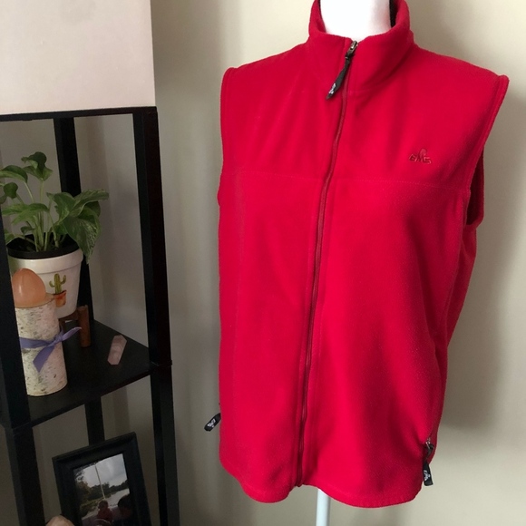 *EMS* Pink Fleece Zip-Up Vest Jacket Coat Sz L - Picture 1 of 4